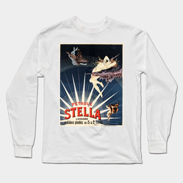 PETROLE STELLA Gasoline 1897 by Henri Boulanger Gray French Vintage Poster Long Sleeve T-Shirt by vintageposters